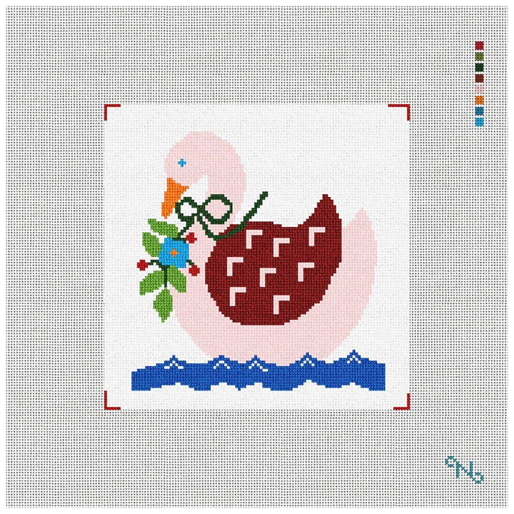 Seven Swans A-Swimming Needlepoint Kit Stitched Preview