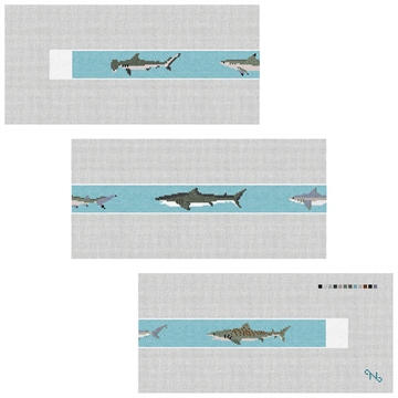Shark Needlepoint Belt Kit Stitched Preview