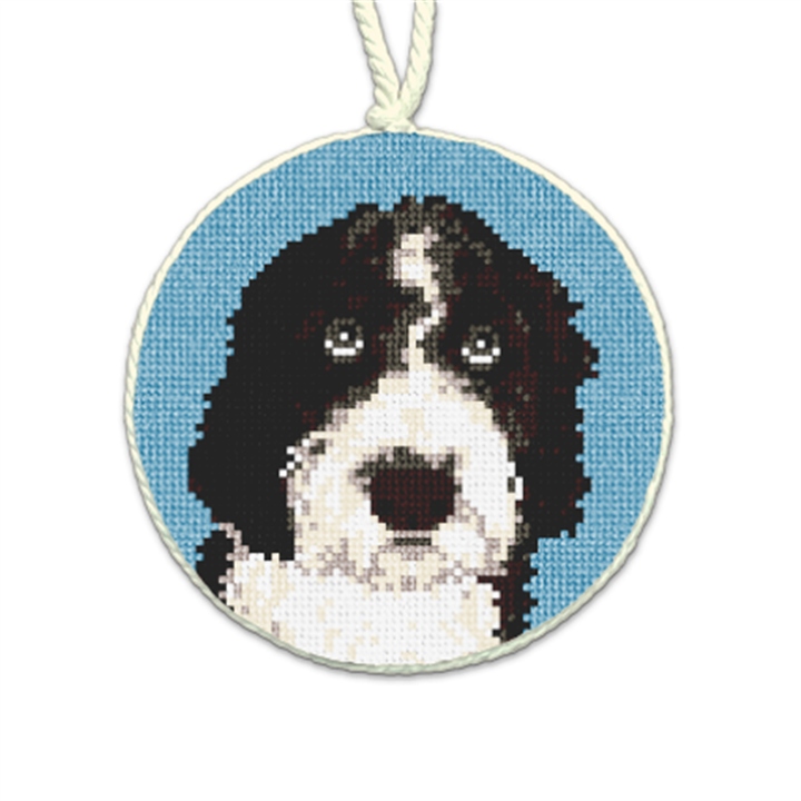 Sheepadoodle Christmas Needlepoint Ornament 