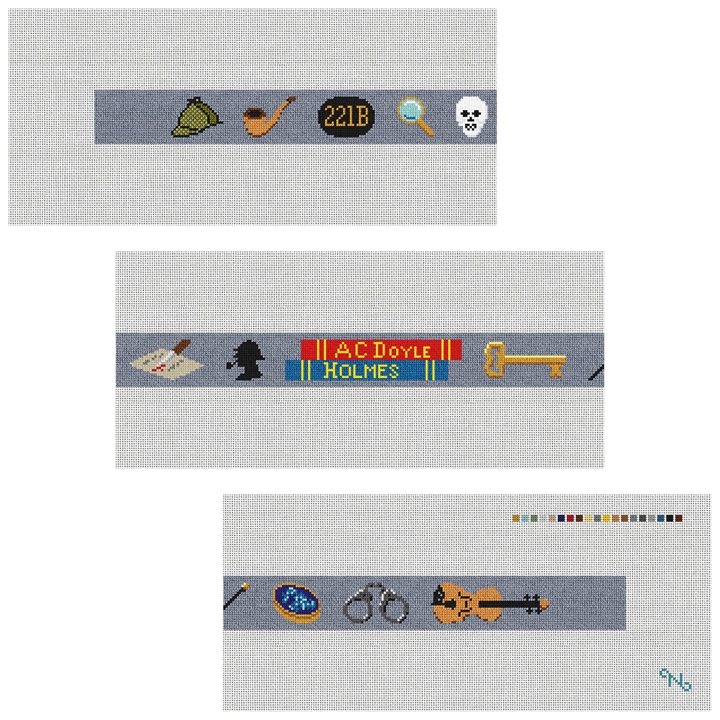 Sherlock Holmes Needlepoint Belt Kit Stitched Preview