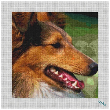 Shetland Sheepdog Needlepoint Pillow Kit Stitched Preview