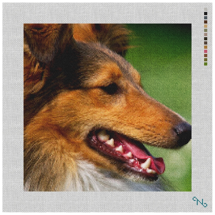 Shetland Sheepdog Needlepoint Pillow Kit Stitched Preview