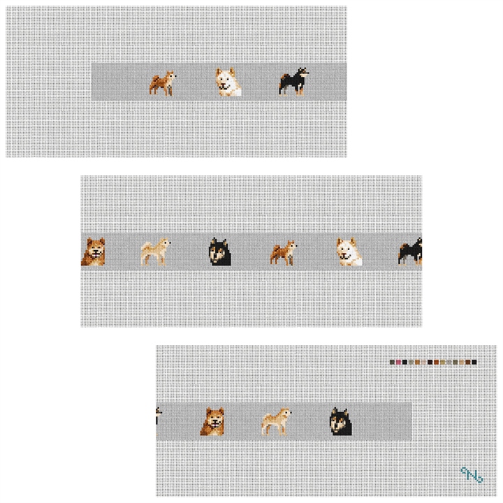 Shiba Inu Needlepoint Belt Kit Stitched Preview