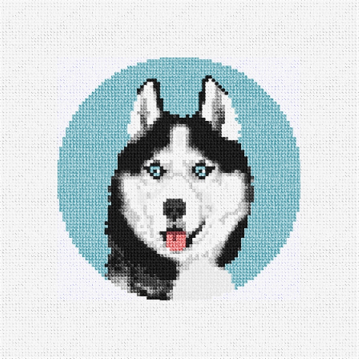 Siberian Husky Needlepoint Ornament Kit