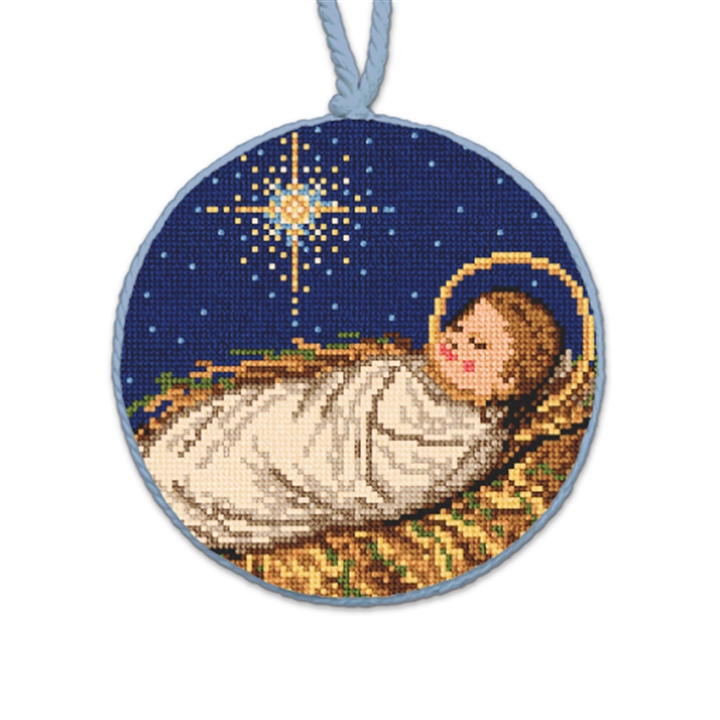 Silent Night Jesus Needlepoint Ornament