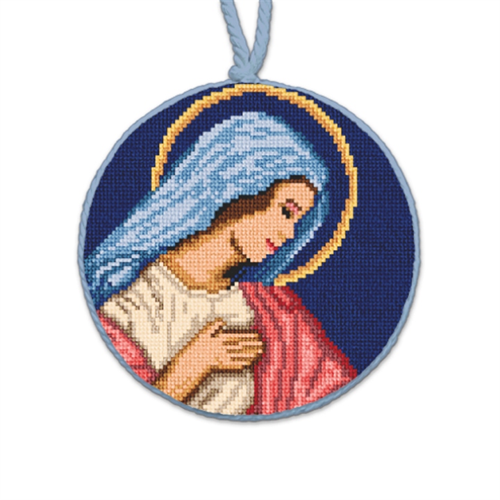 Silent Night Mary Needlepoint Ornament 