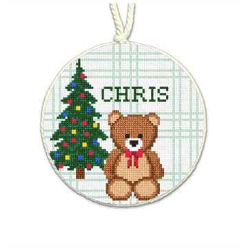 Simple Sentiment Green Needlepoint Ornament