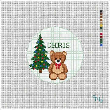 Simple Sentiment Green Needlepoint Ornament Kit Stitched Preview