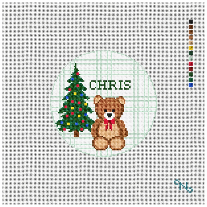 Simple Sentiment Green Needlepoint Ornament Kit Stitched Preview
