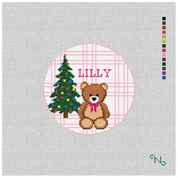 Simple Sentiment Pink Needlepoint Ornament Kit Stitched Preview