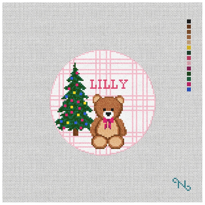Simple Sentiment Pink Needlepoint Ornament Kit Stitched Preview