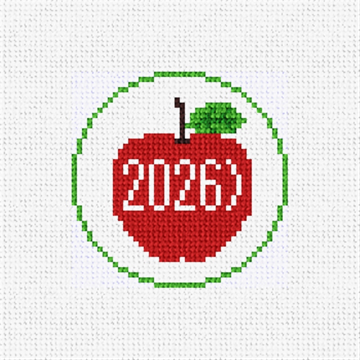 Simple Teacher Apple Needlepoint Ornament Kit