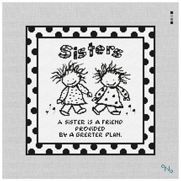 Sisters Needlepoint Kit Stitched Preview