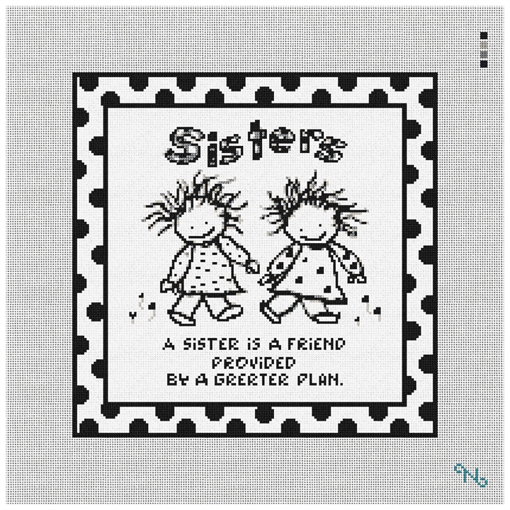 Sisters Needlepoint Kit Stitched Preview