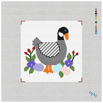 Six Geese A-Laying Needlepoint Kit Stitched Preview