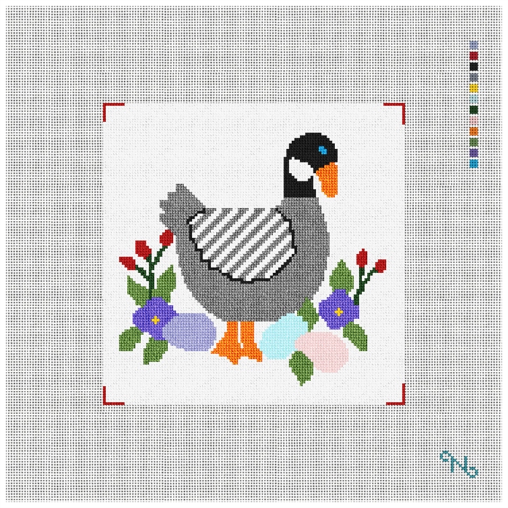 Six Geese A-Laying Needlepoint Kit Stitched Preview