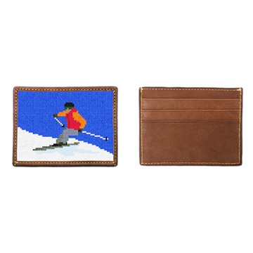 Skiing Needlepoint Card Wallet
