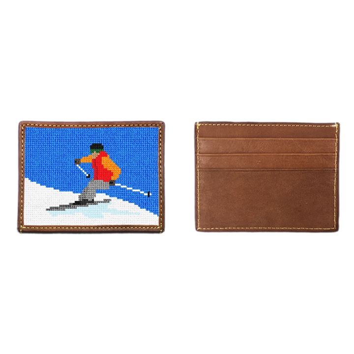 Skiing Needlepoint Card Wallet