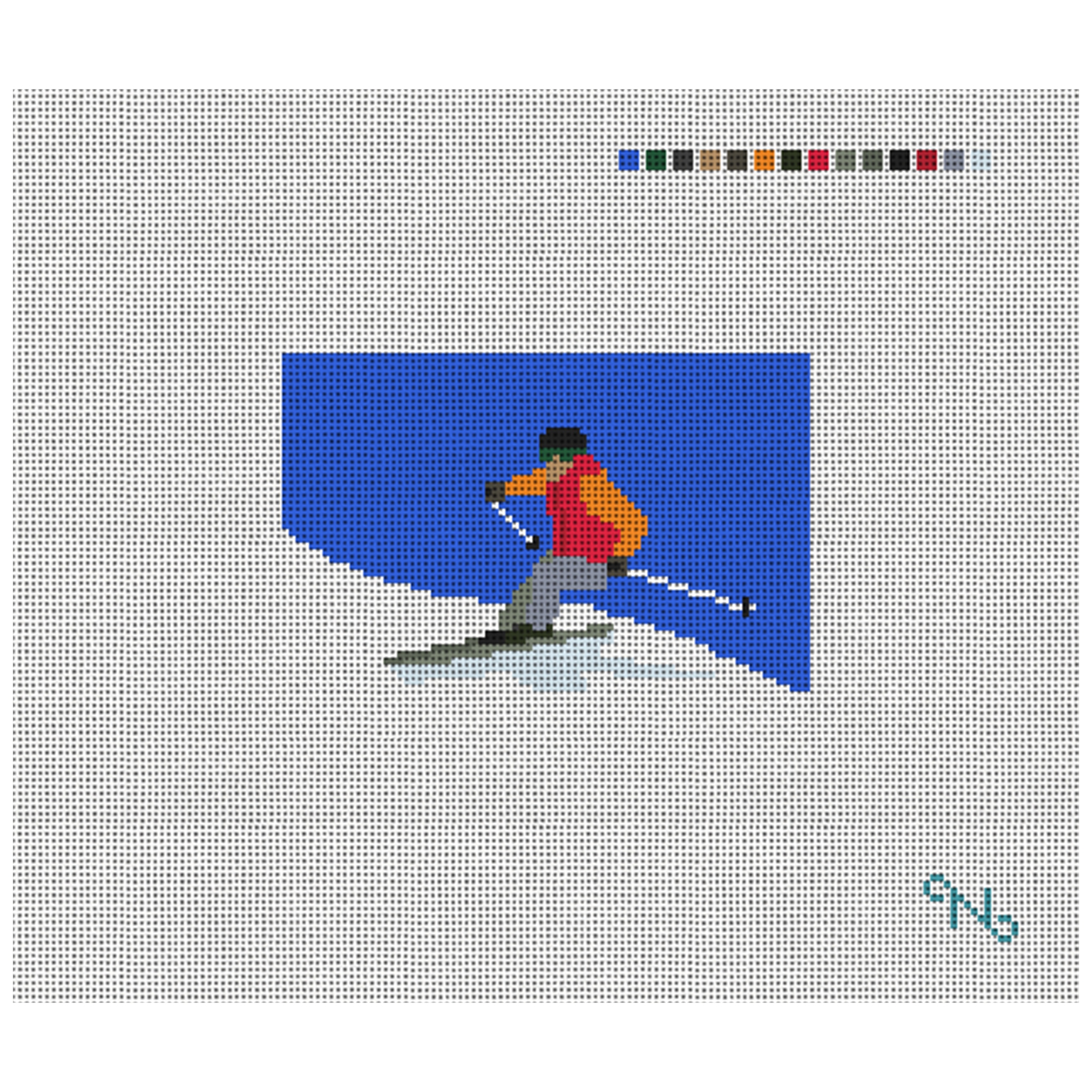 Skiing Needlepoint Card Wallet Kit