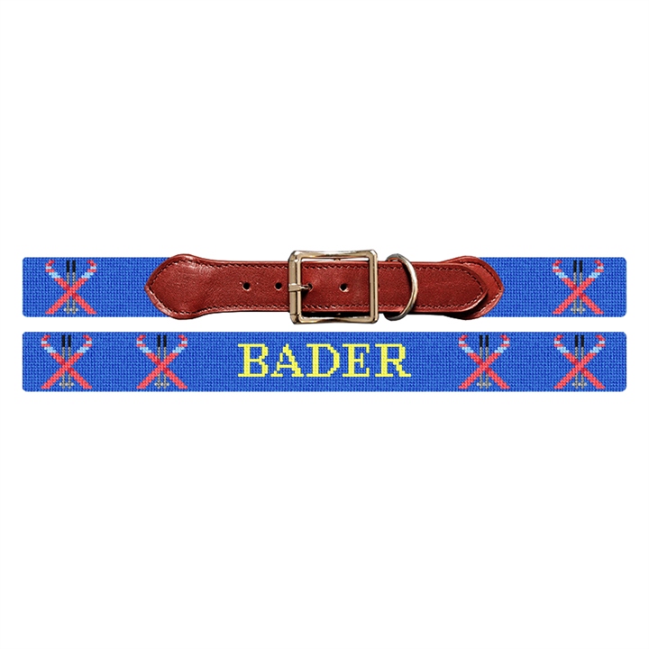 Skiing Needlepoint Dog Collar