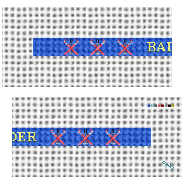 Skiing Needlepoint Dog Collar Kit Stitched Preview