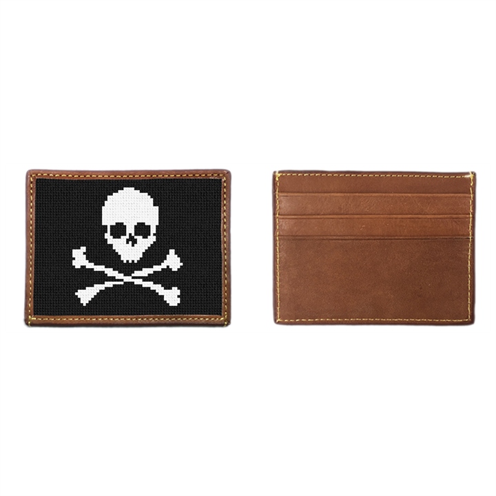 Skull and Crossbones Needlepoint Card Wallet 