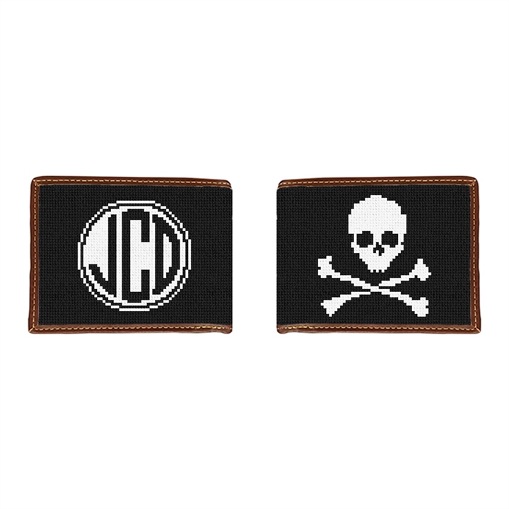 Skull and Crossbones Needlepoint Wallet