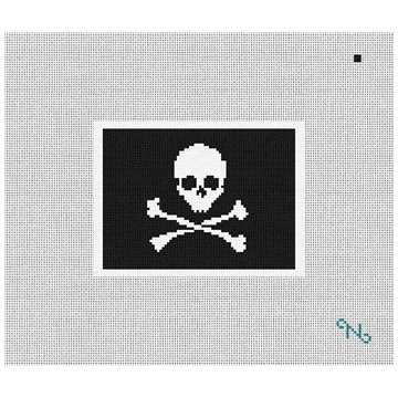 Skull Crossbones Needlepoint Card Wallet Kit Stitched Preview