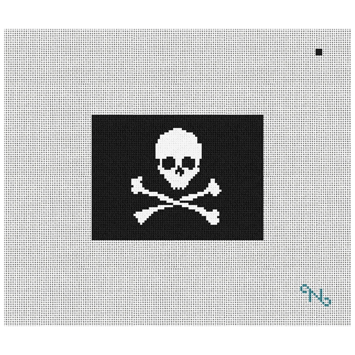 Skull Crossbones Needlepoint Card Wallet Kit Stitched Preview