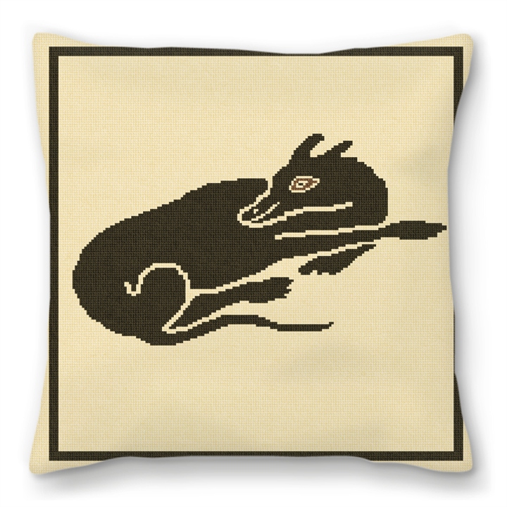 Sleeping Dog Mosaic Needlepoint Pillow