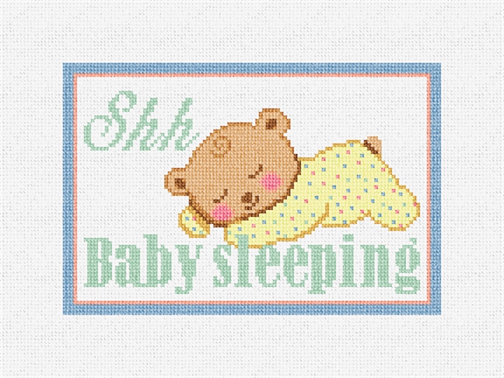 Sleepy Bear Cub Needlepoint Door Hanger Kit