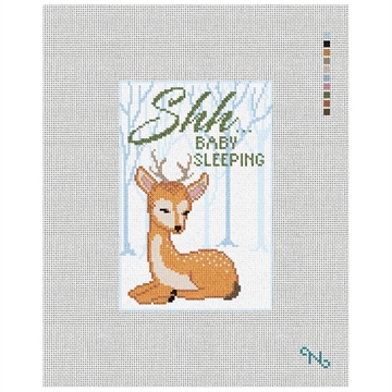 Sleepy Fawn Needlepoint Door Hanger Kit Stitched Preview