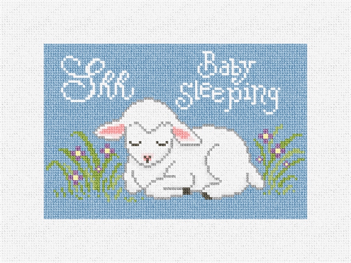 Sleepy Lamb Blue Needlepoint Door Hanger Kit