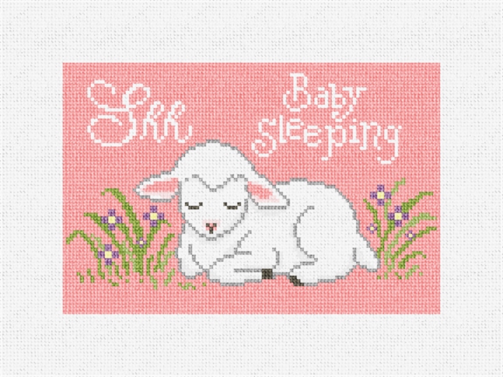 Sleepy Lamb Pink Needlepoint Door Hanger Kit