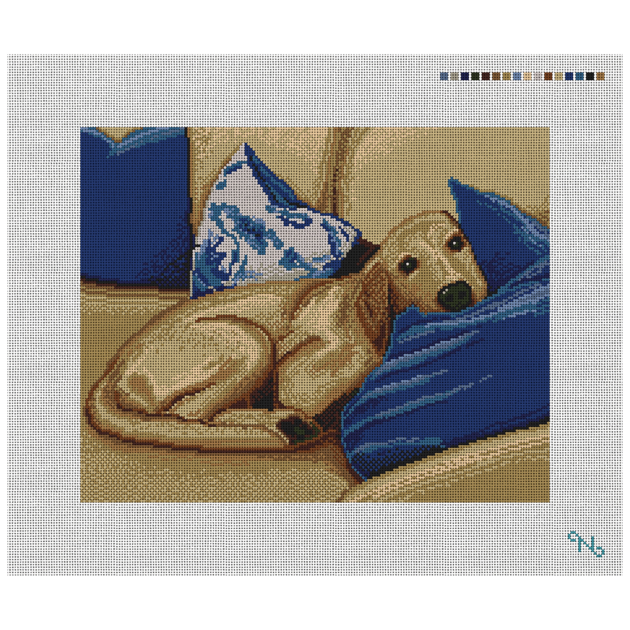 Sleepy Pup Needlepoint Pillow Kit