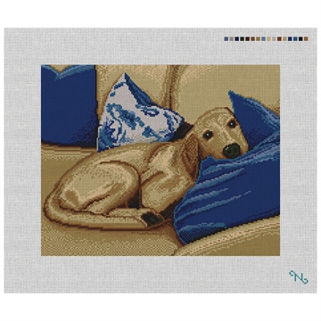 Sleepy Pup Needlepoint Pillow Kit