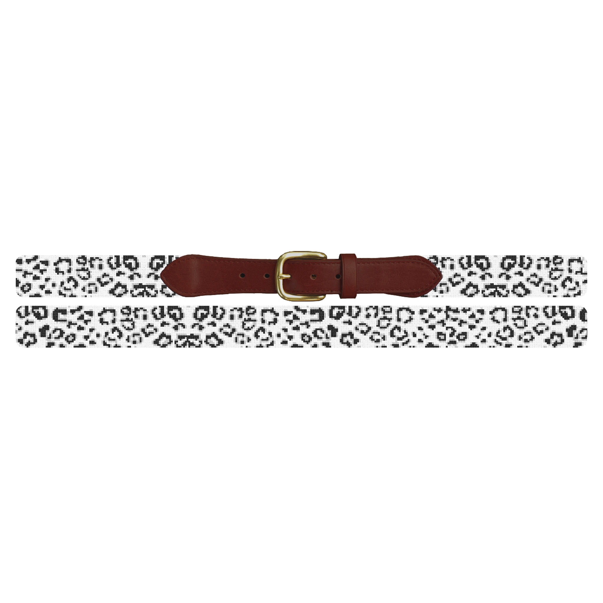 Snow Leopard Needlepoint Belt