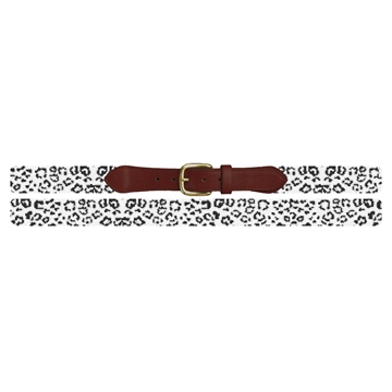 Snow Leopard Needlepoint Belt