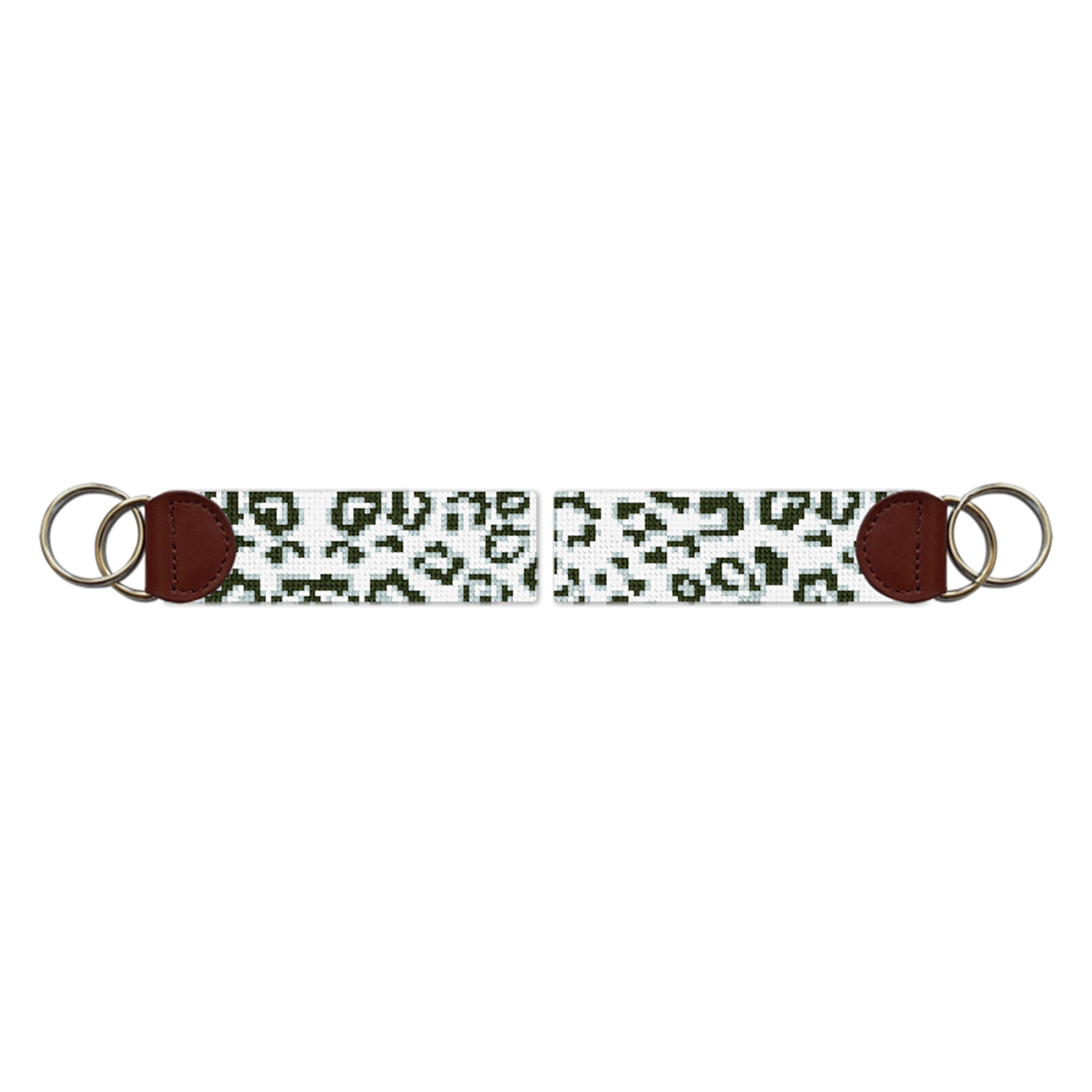 Snow Leopard Needlepoint Key Fob