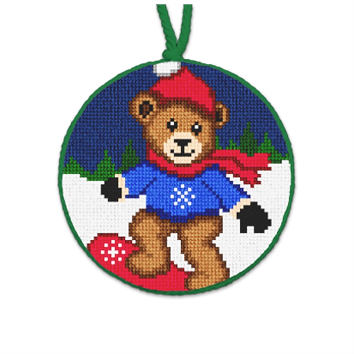 Snowboarding Bear Needlepoint Ornament