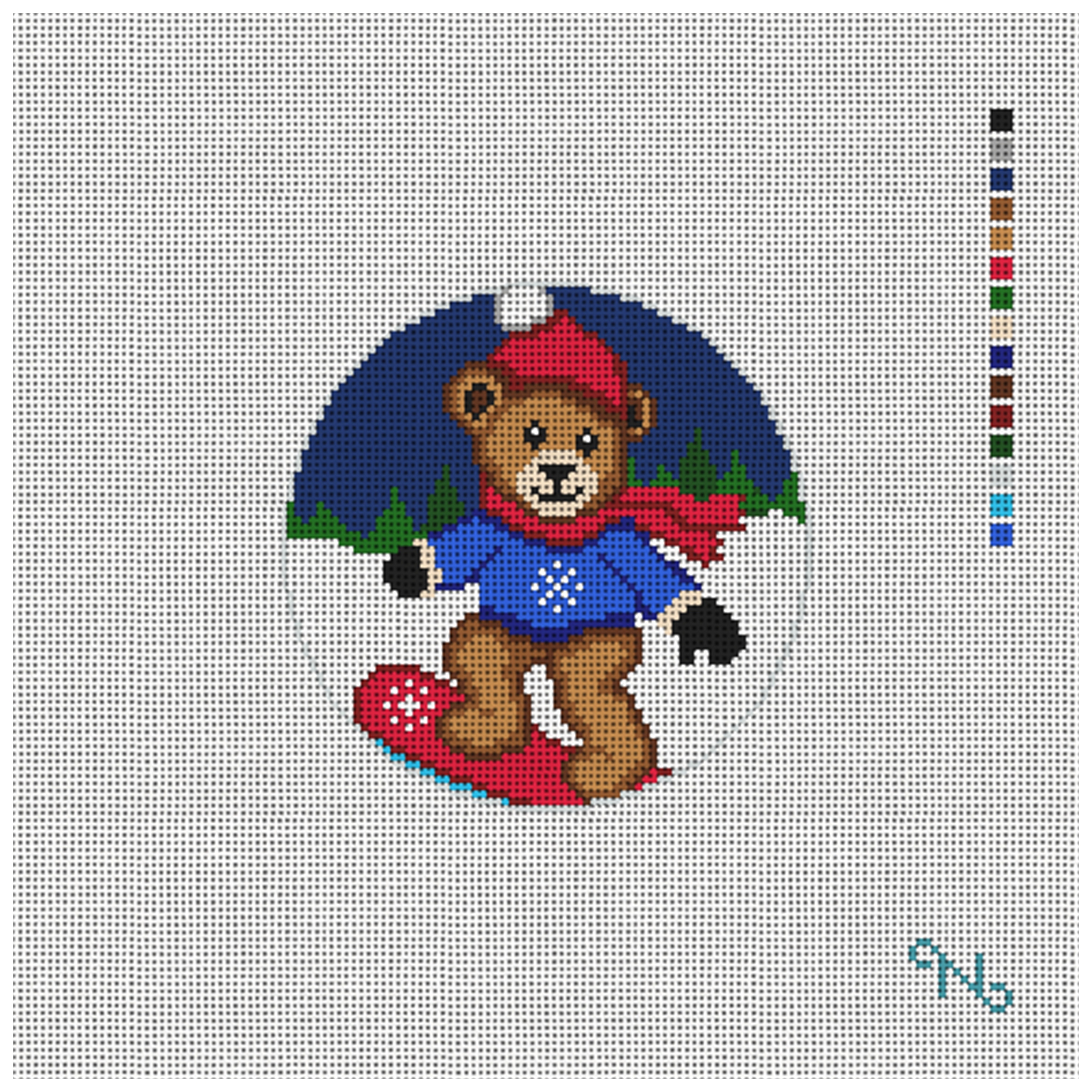 Snowboarding Bear Needlepoint Ornament Kit