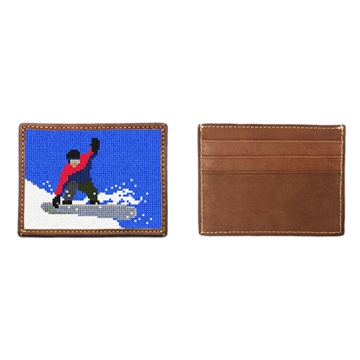 Snowboarding Needlepoint Card Wallet