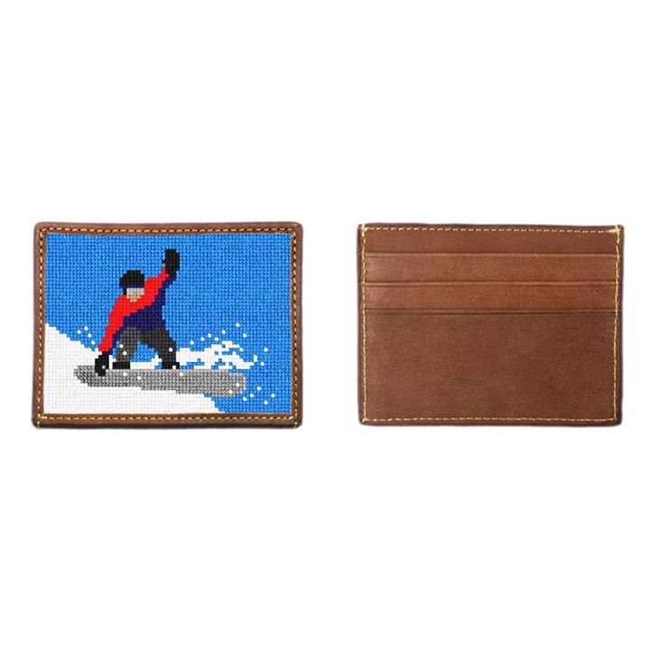 Snowboarding Needlepoint Card Wallet