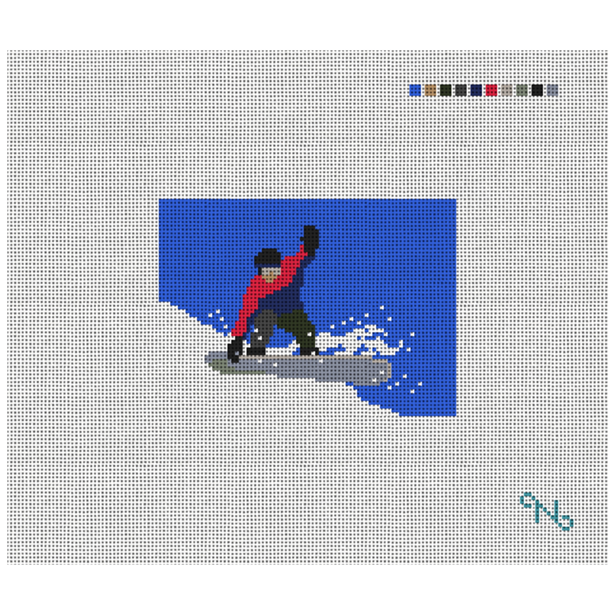 Snowboarding Needlepoint Card Wallet Kit