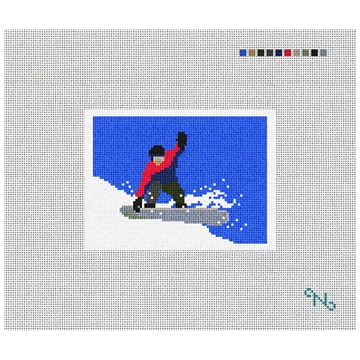 Snowboarding Needlepoint Card Wallet Kit Stitched Preview
