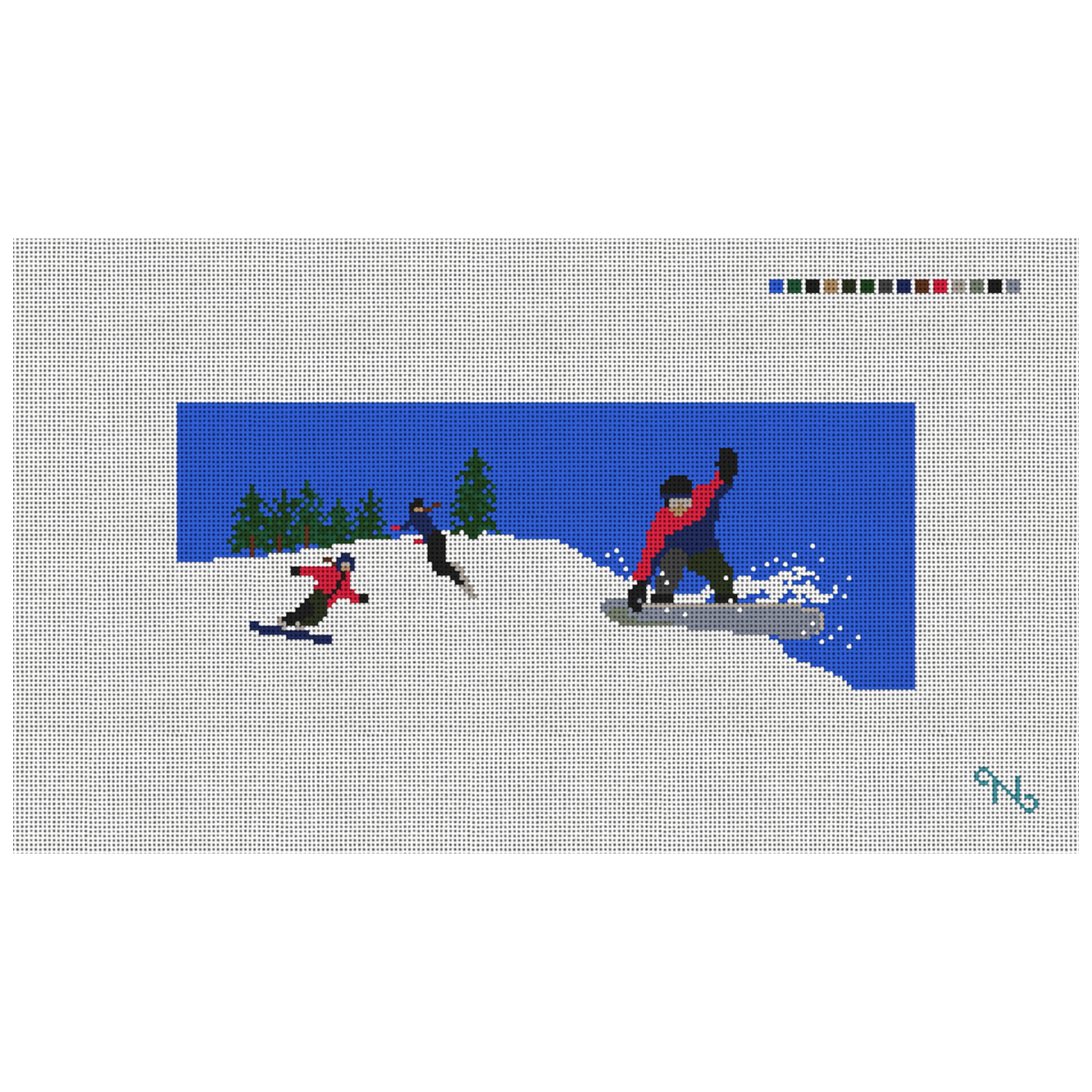 Snowboarding Needlepoint Wallet Kit