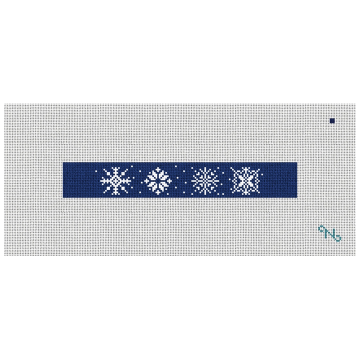 Snowflakes Needlepoint Key Fob Kit Stitched Preview