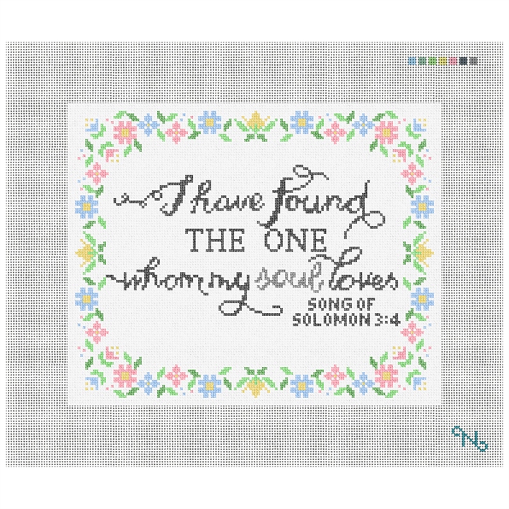 Song of Solomon Wedding Needlepoint Pillow Kit Stitched Preview
