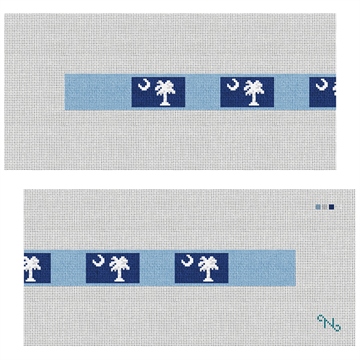 South Carolina Flag Needlepoint Dog Collar Kit Stitched Preview