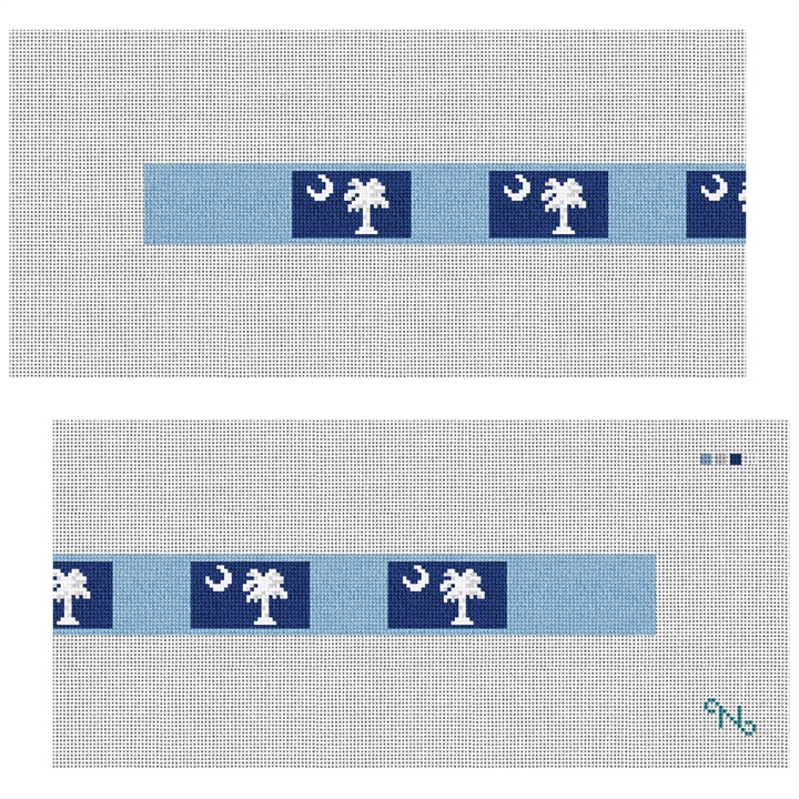 South Carolina Flag Needlepoint Dog Collar Kit Stitched Preview